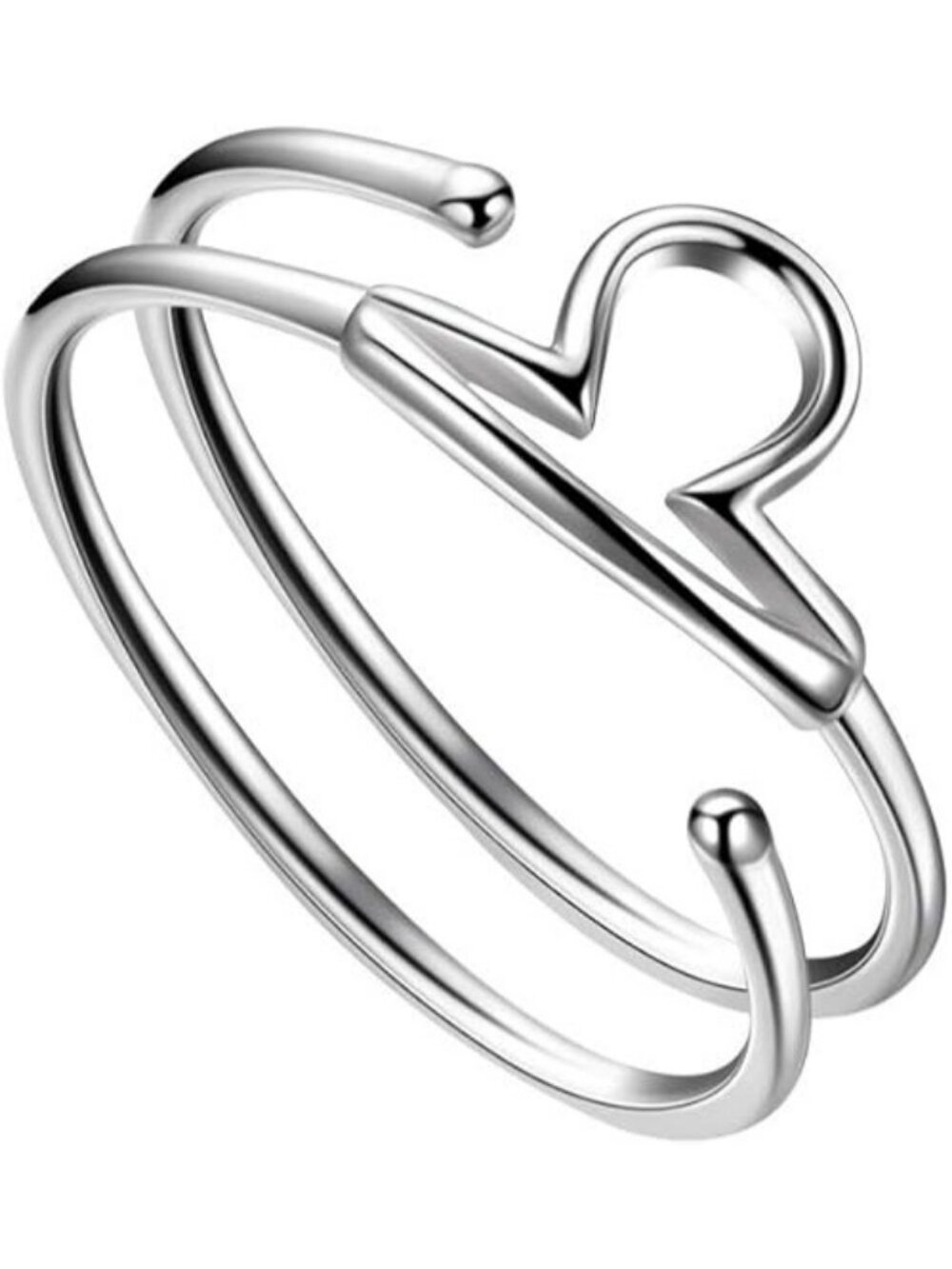 Libra 18K Gold Plated Constellation Silver Double Band Adjustable Ring